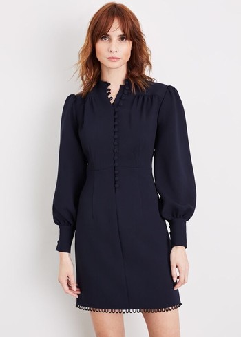 Phase Eight Zeli Button Dress Navy Canada | XCHOZV-035